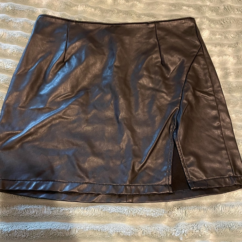 Rewash Black Faux Leather Mini Skirt